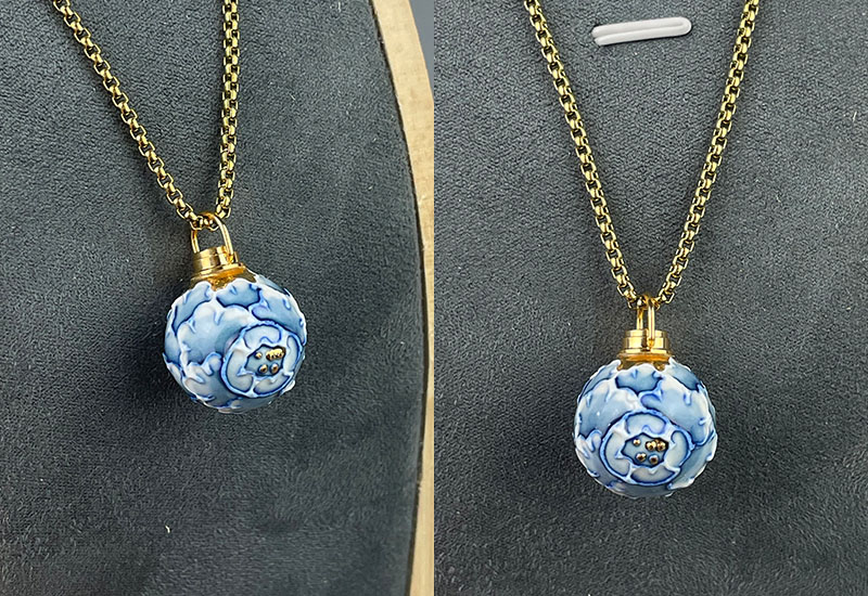 金玉牡丹香氛項鍊(青花)